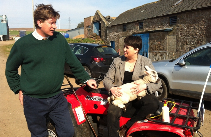 Alexander Burnett with Ruth Davidson promoting rural policy