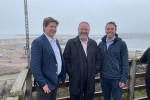 Alex is pictured with Maurice Golden and David Duguid at the harbour.